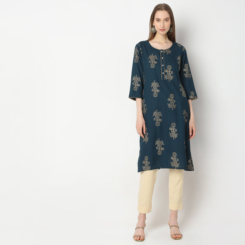 Straight Fit Printed Kurta