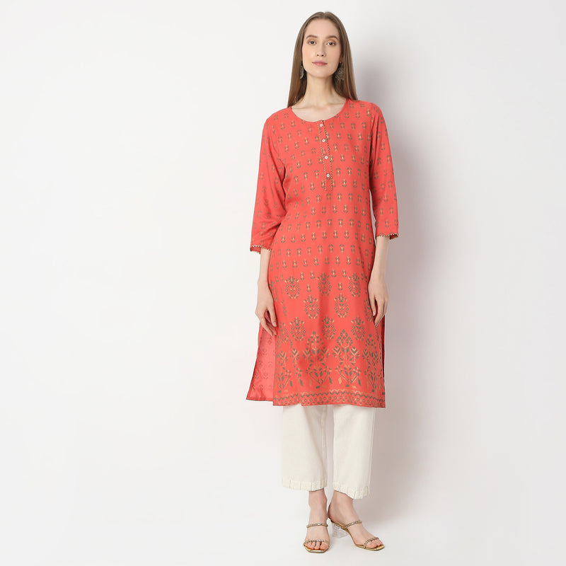 Straight Fit Printed Kurta