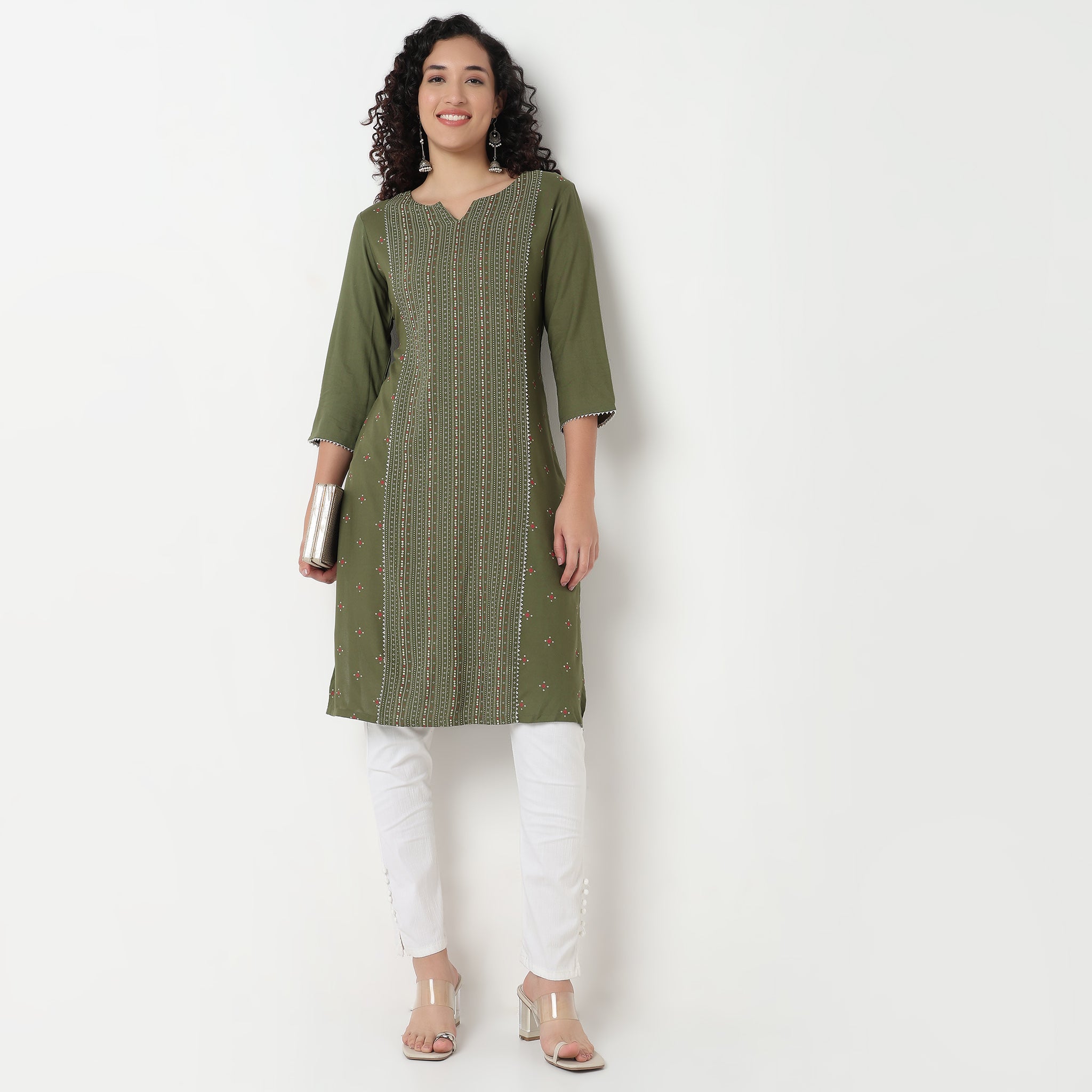 Printed Below Knee Straight Fit Table Kurta