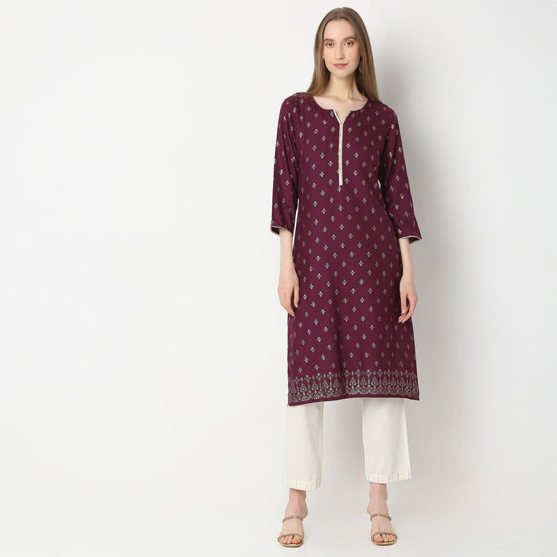 Straight Fit Printed Kurta