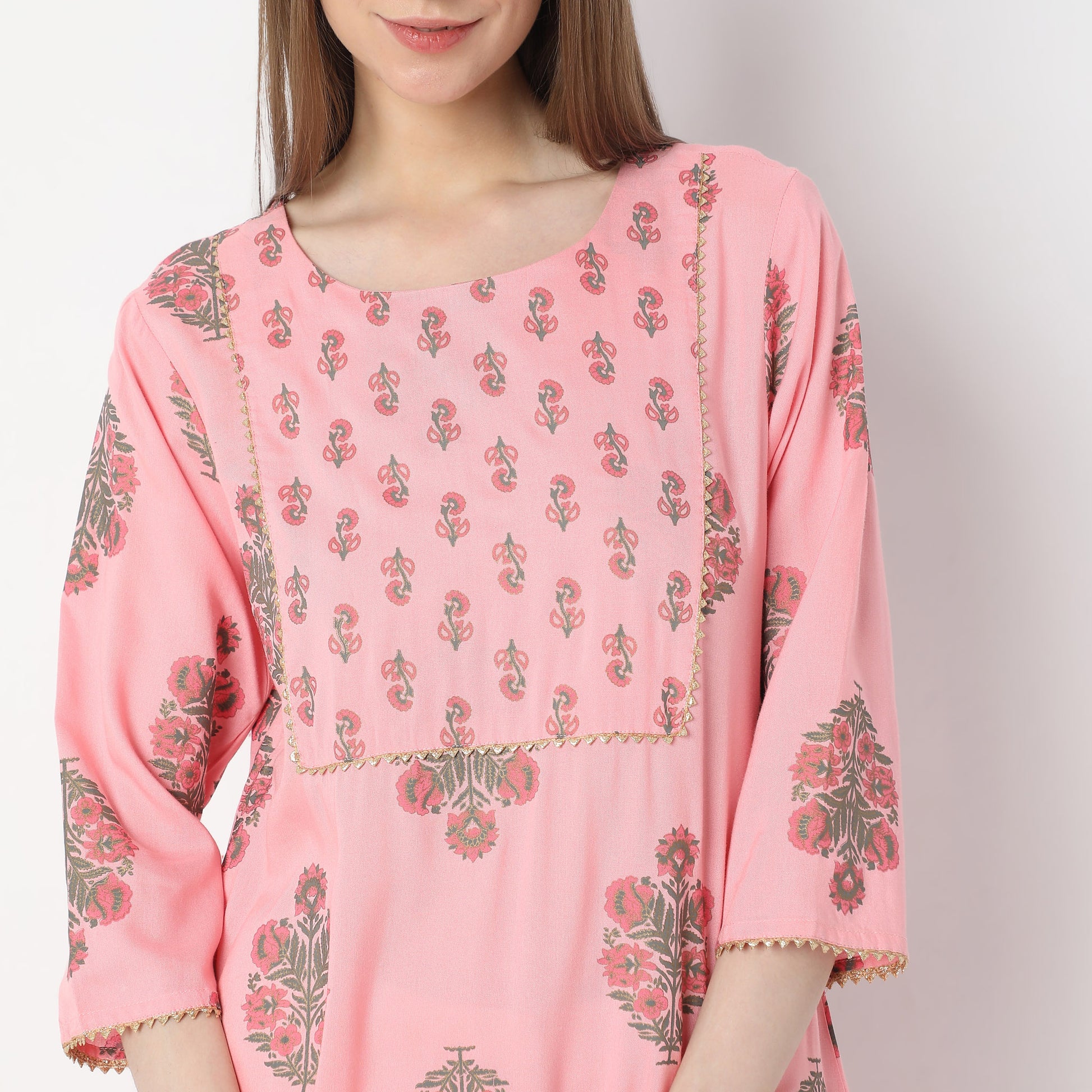 Printed Below Knee Straight Fit Table Kurta