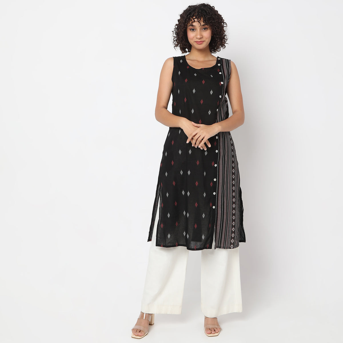 Straight Fit Printed Below Knee Sleeveless Table Kurta