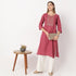 Embroidered Below Knee Length Straight Table Kurta