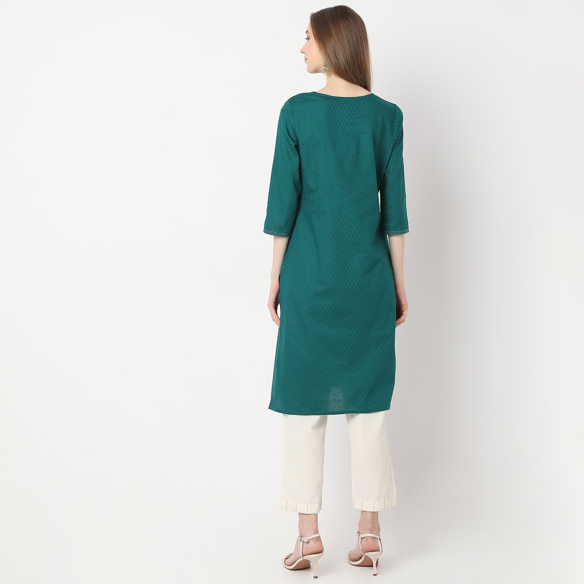 Embroidered Below Knee Straight Table Kurta