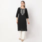 Embroidered Below Knee Length Straight Table Kurta