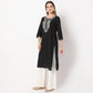 Embroidered Below Knee Length Straight Table Kurta