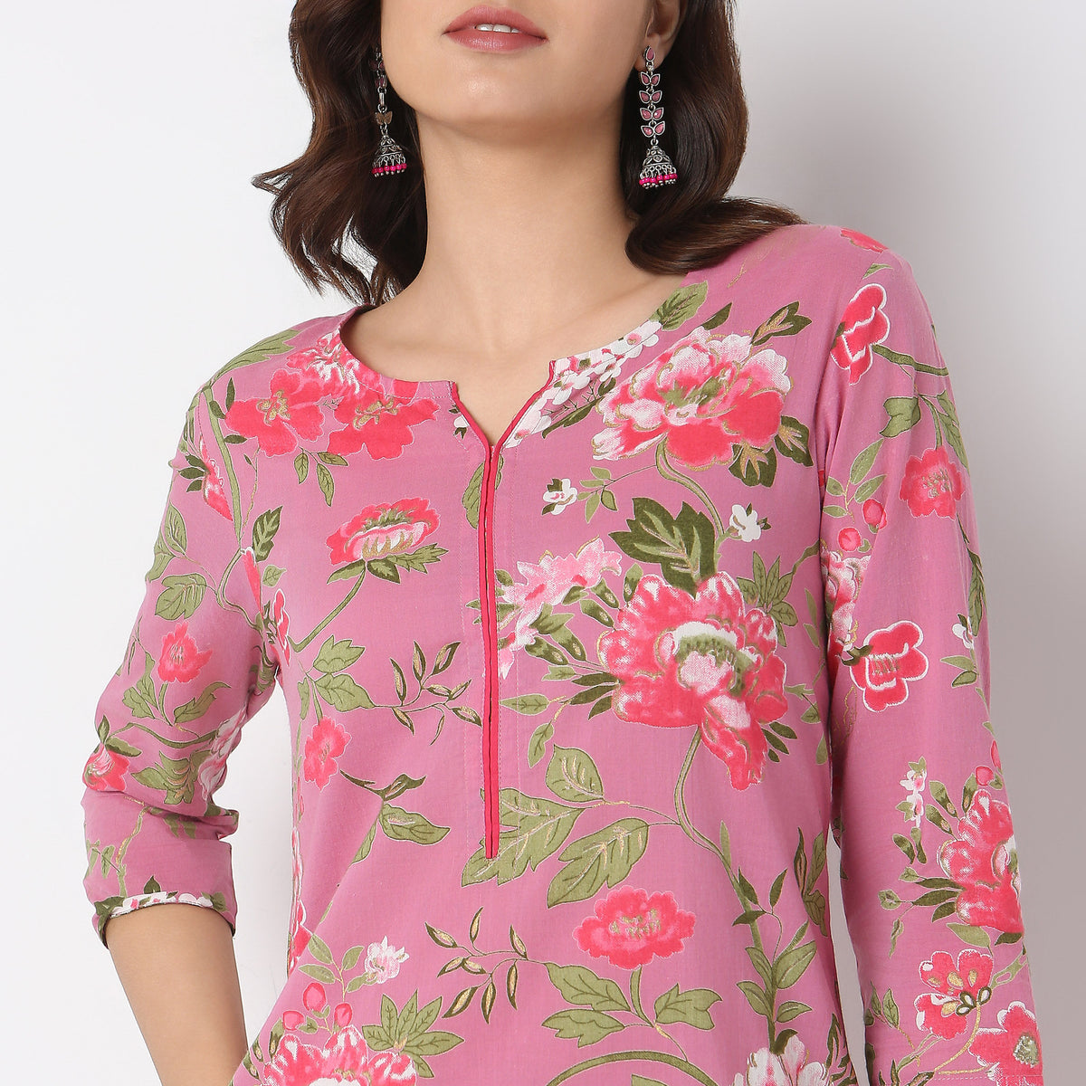 Straight Fit Floral Kurta