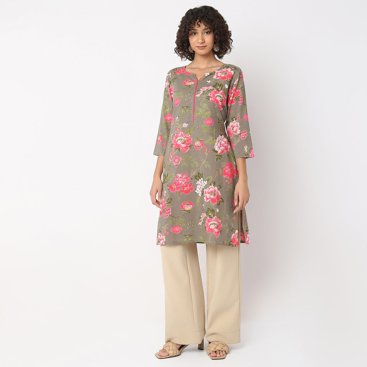 Straight Fit Floral Kurta