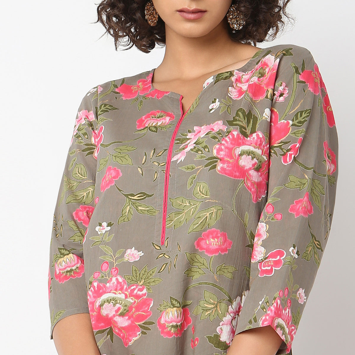 Straight Fit Floral Kurta