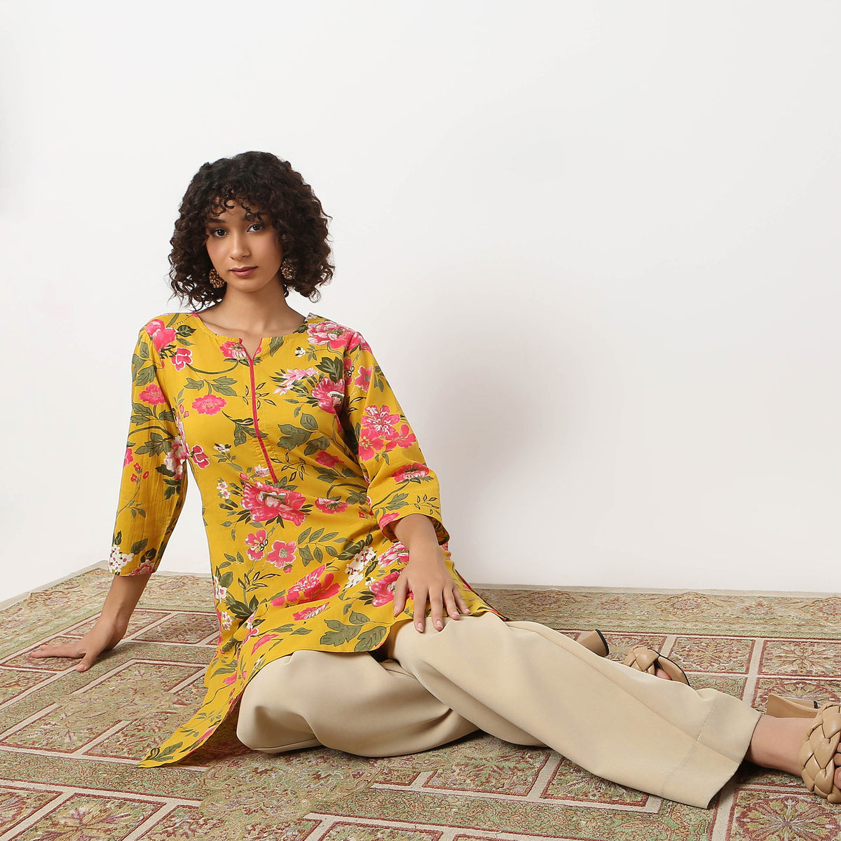 Straight Fit Floral Kurta