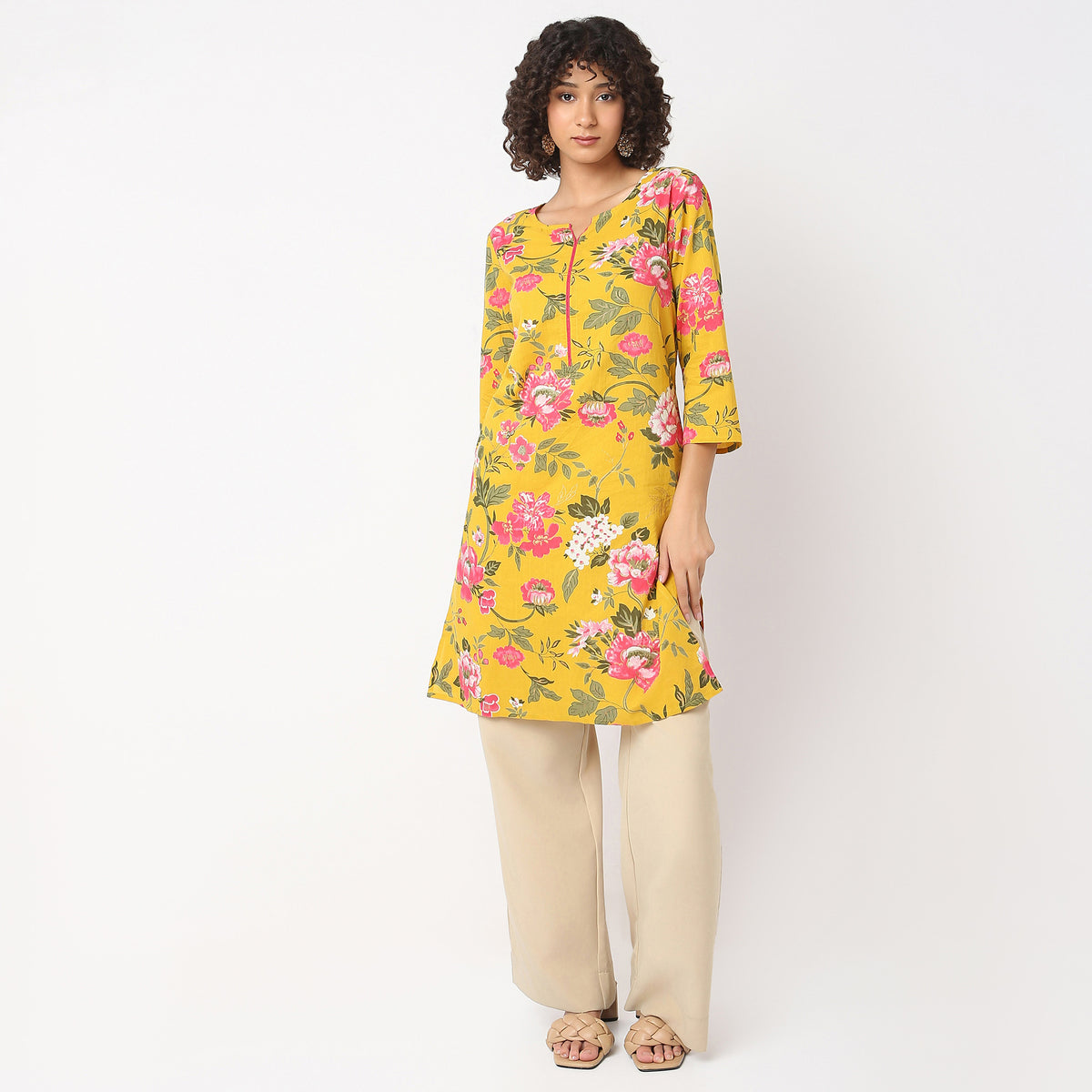 Straight Fit Floral Kurta