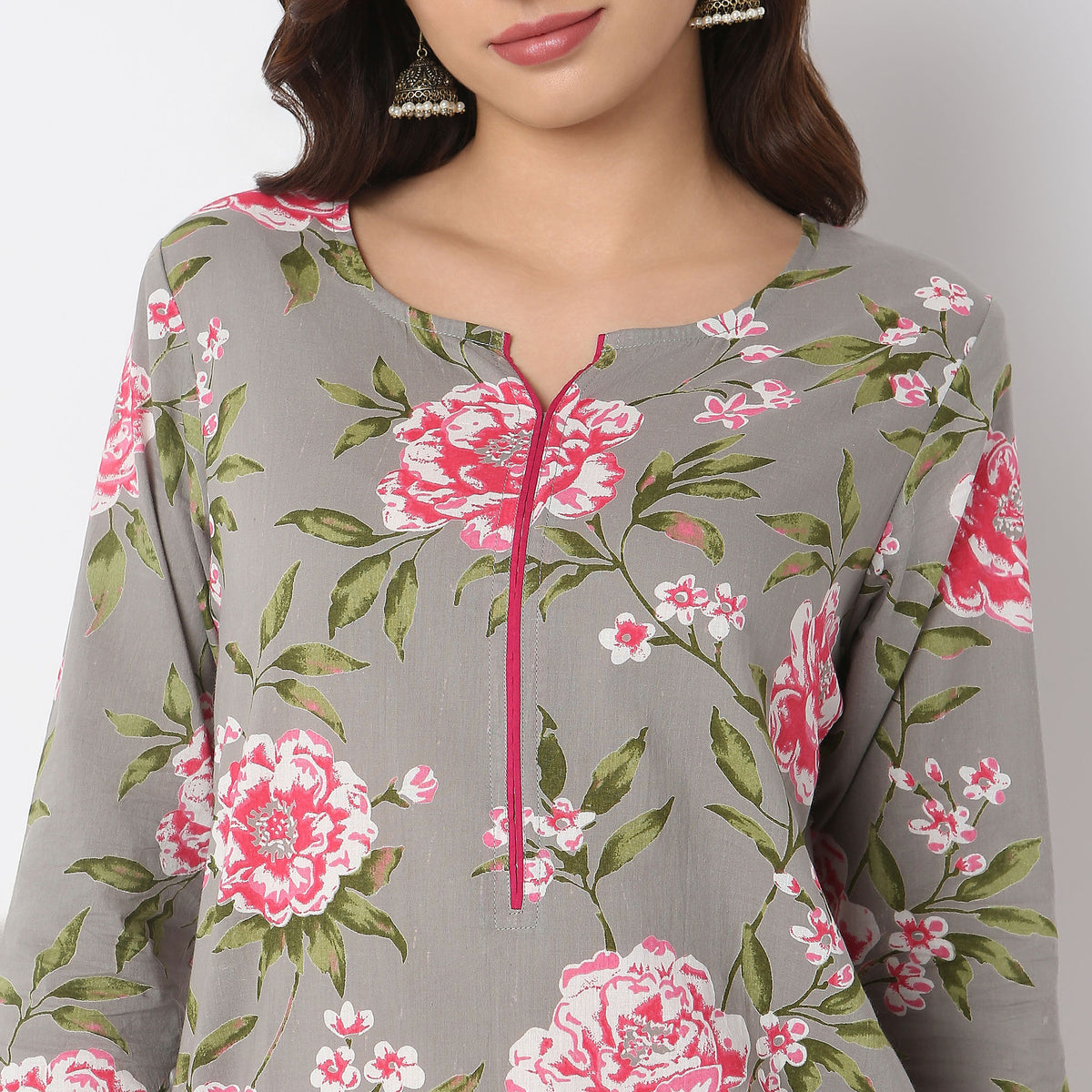 Straight Fit Floral Kurta