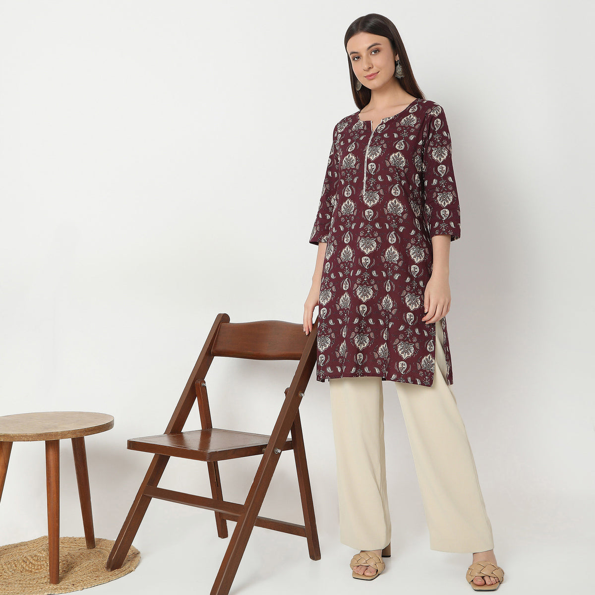 Straight Fit Floral Kurta