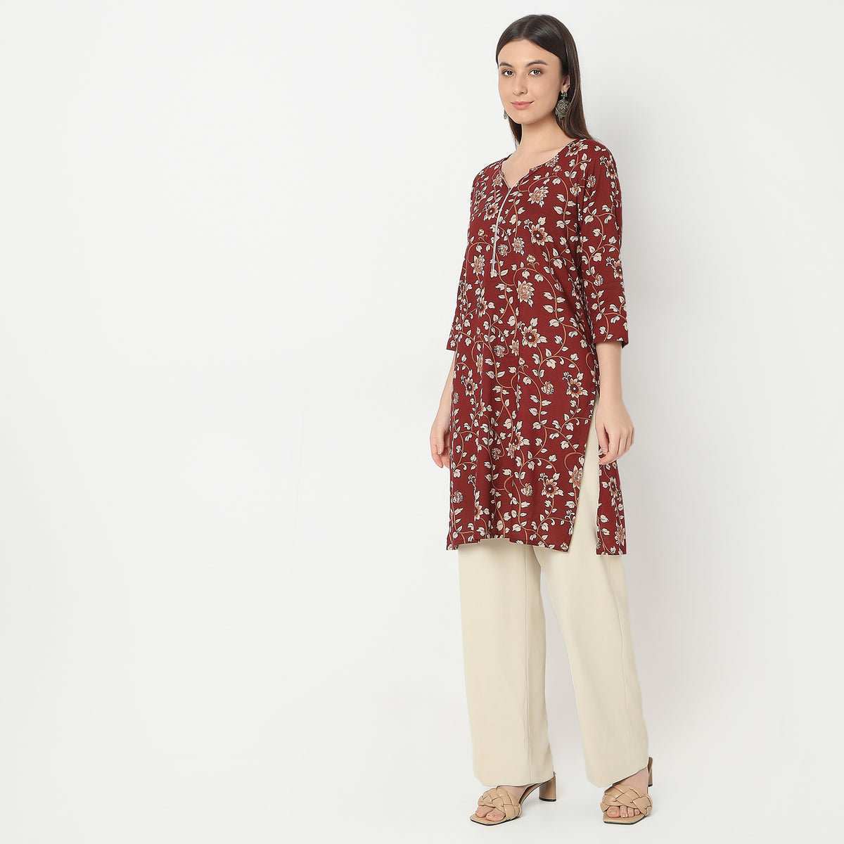 Straight Fit Floral Kurta