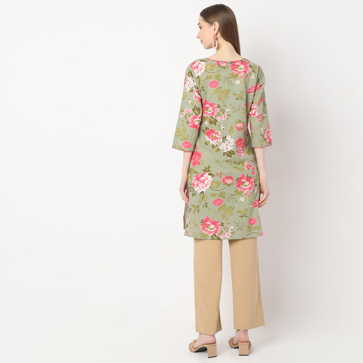 Straight Fit Floral Knee Length Table Kurta