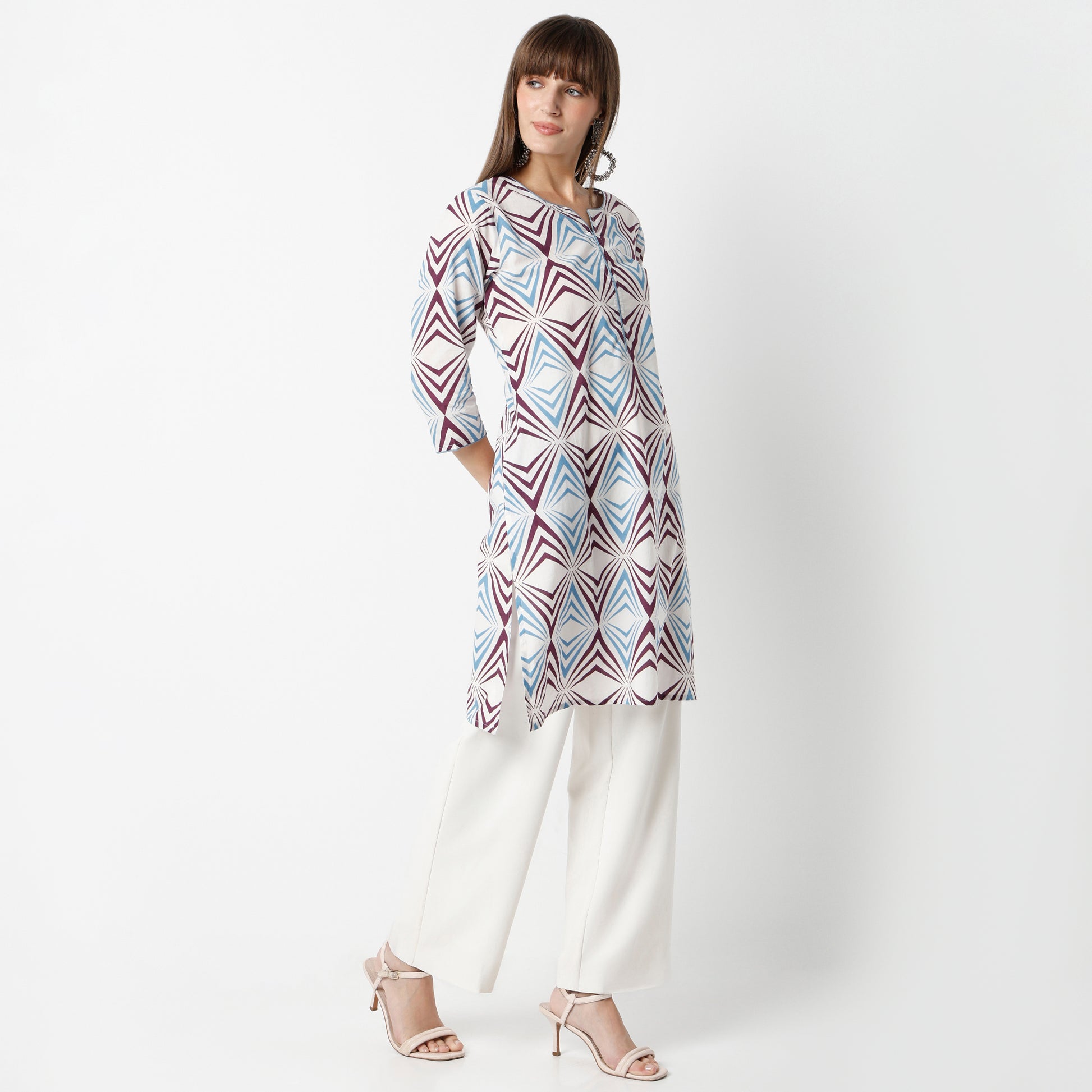 Straight Fit Floral Knee Length Kurta