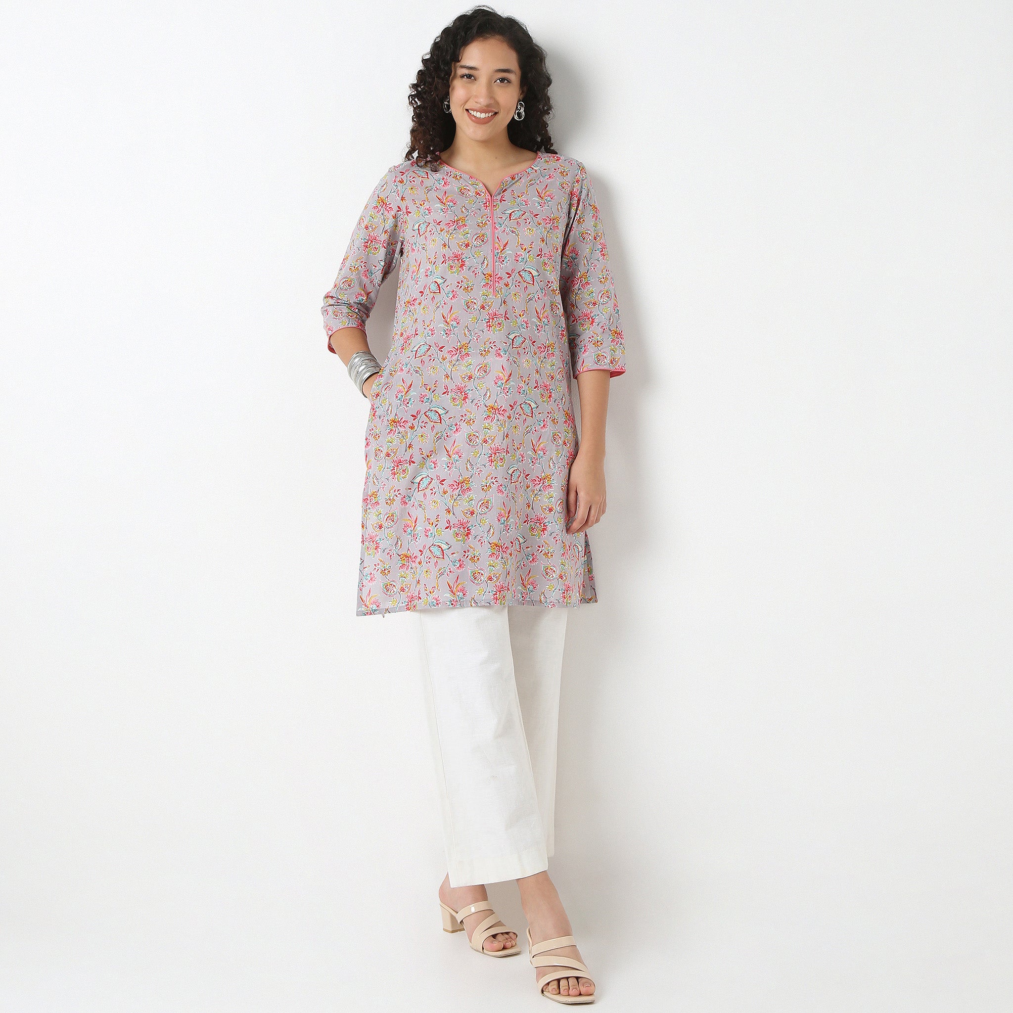Round Neck Printed Kurta