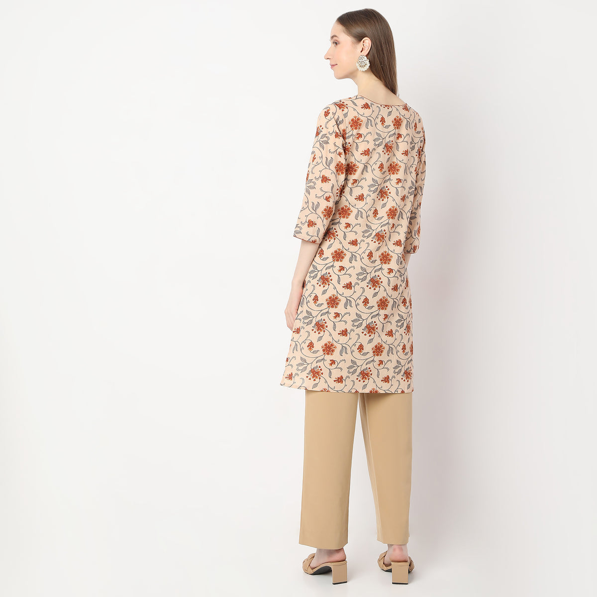 Straight Fit Floral Knee Length Table Kurta