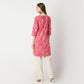 Straight Fit Floral Knee Length Kurta