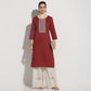 Regular Fit Embroidered Below Knee Kurta
