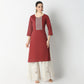 Regular Fit Embroidered Below Knee Kurta
