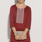 Regular Fit Embroidered Below Knee Kurta