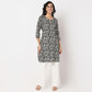 Floral Print Knee Length Straight Kurta