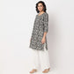 Floral Print Knee Length Straight Kurta