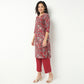 Round Neck Kurta With Lace Detailing