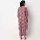 Printed Round Neck Straight Yoke Kurta