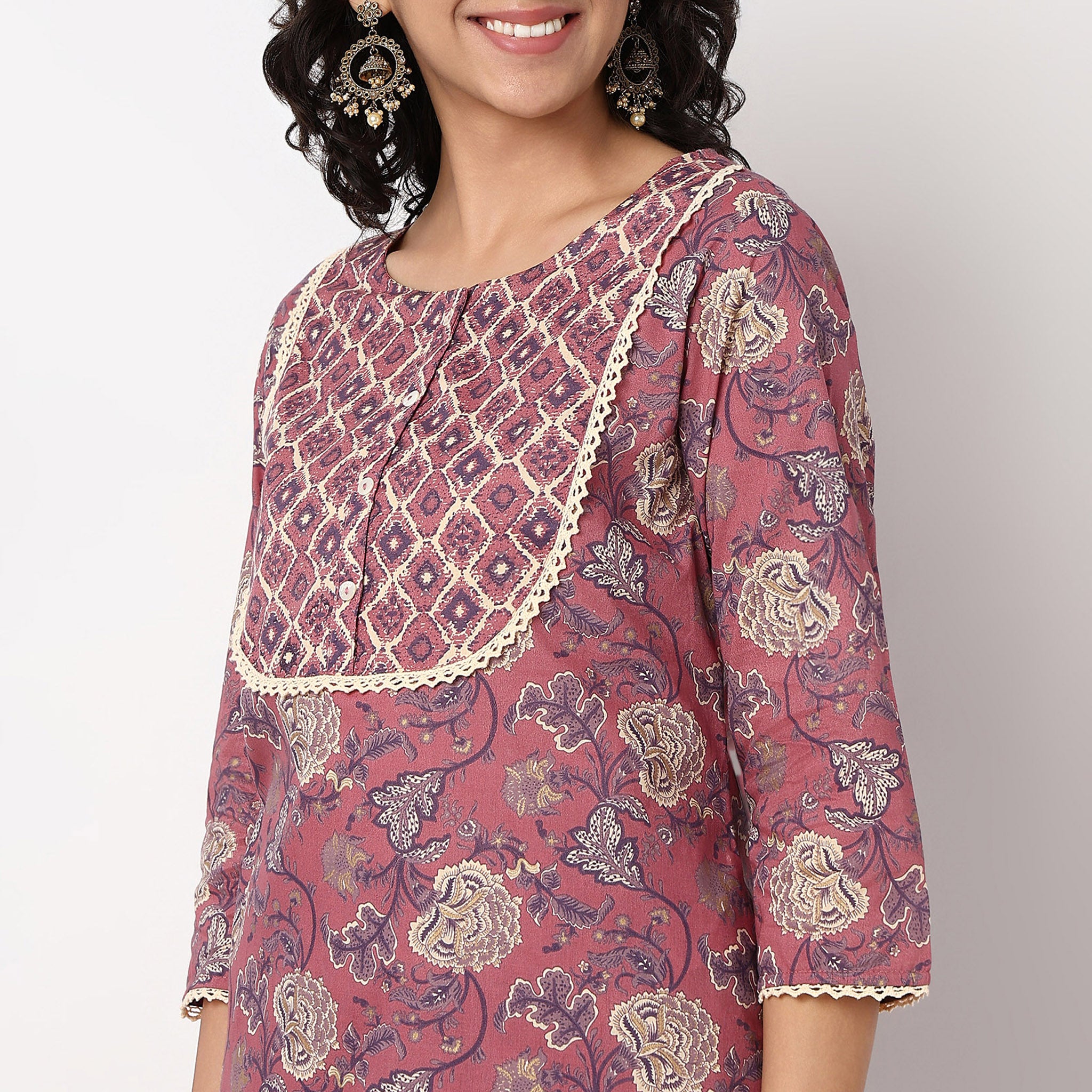 Printed Round Yoke Kurta – Style Union