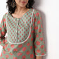 Printed Round Neck Straight Yoke Kurta