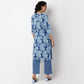 Printed Round Neck Straight Yoke Kurta