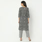 Straight Fit Printed Round Neck Calf Length Kurta