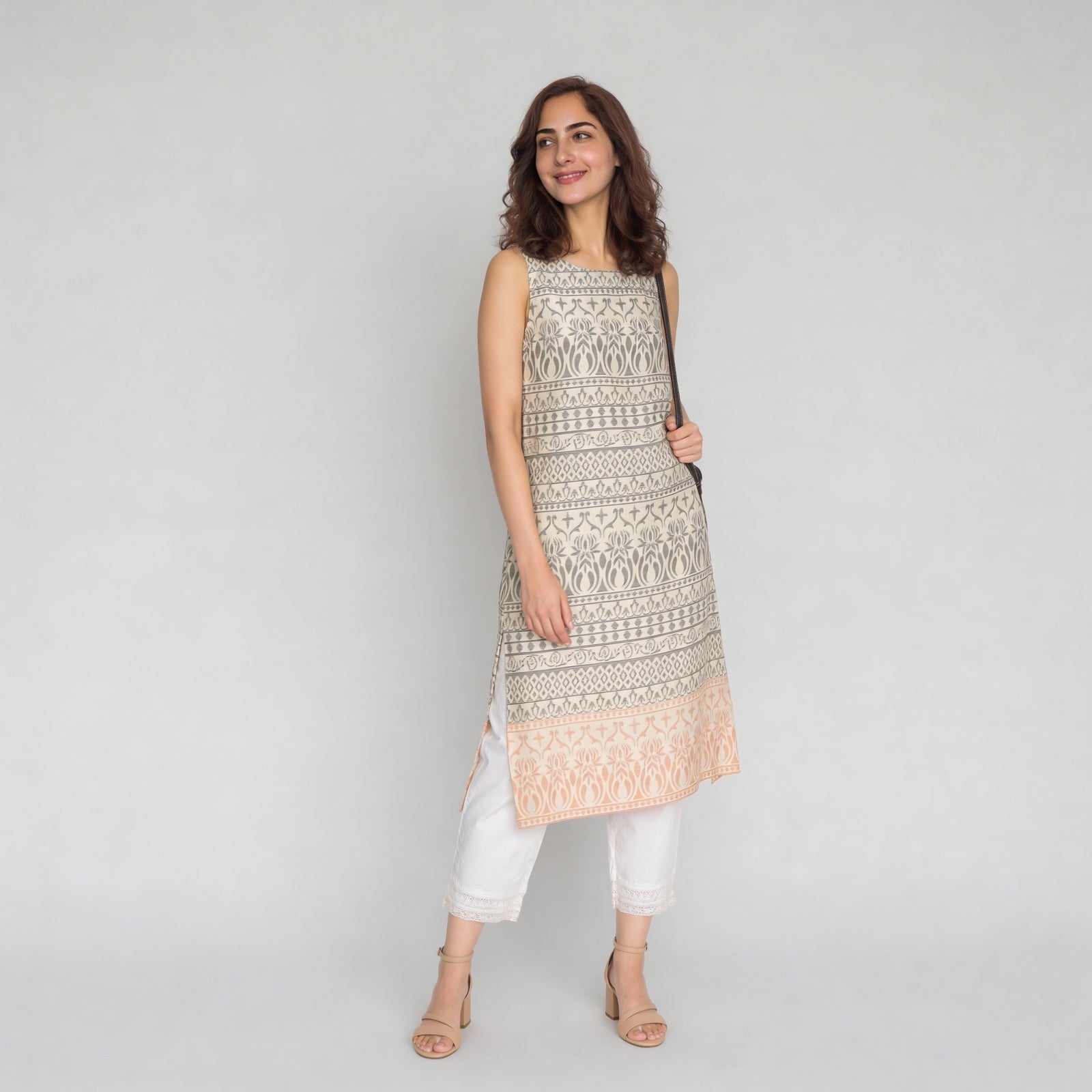 Rayon Printed Sleeveless Kurta