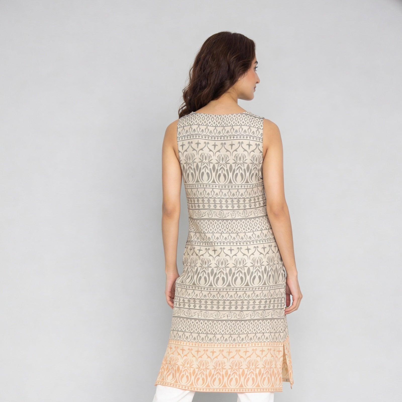 Rayon Printed Sleeveless Kurta