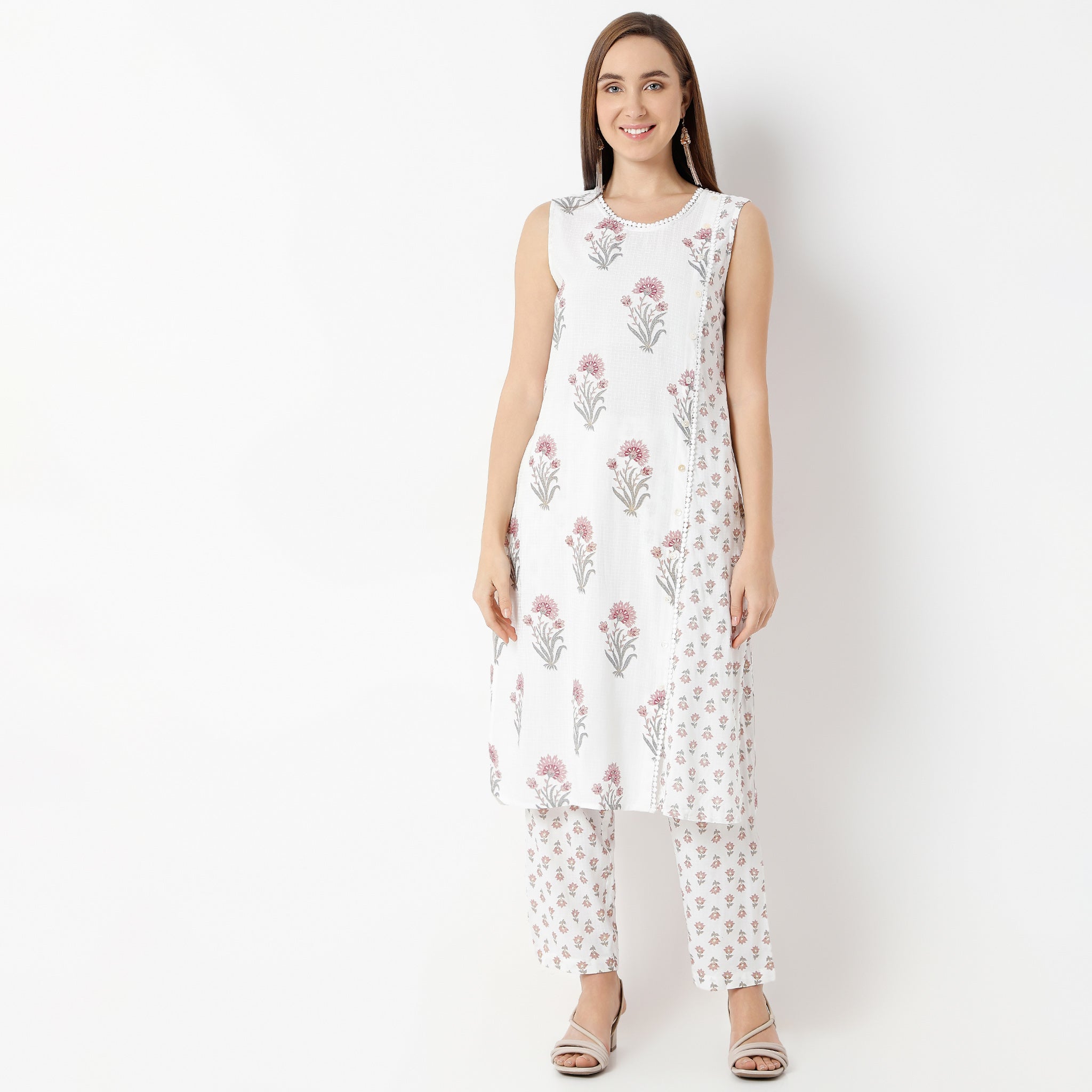 Straight Fit Printed Round Neck Kurta