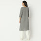 Straight Fit Embroiderd Round Neck Calf Length Kurta