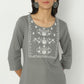 Straight Fit Embroiderd Round Neck Calf Length Kurta