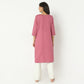 Straight Fit Embroiderd Round Neck Calf Length Kurta