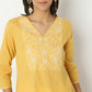 Straight Fit Embroiderd V-Neck Calf Length Kurta