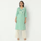 Regular Fit Embroiderd V-Neck Calf Length Kurta