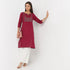 Embroidered Round Neck Knee Length Three-Fourth Sleeve Straight Fit Kurta