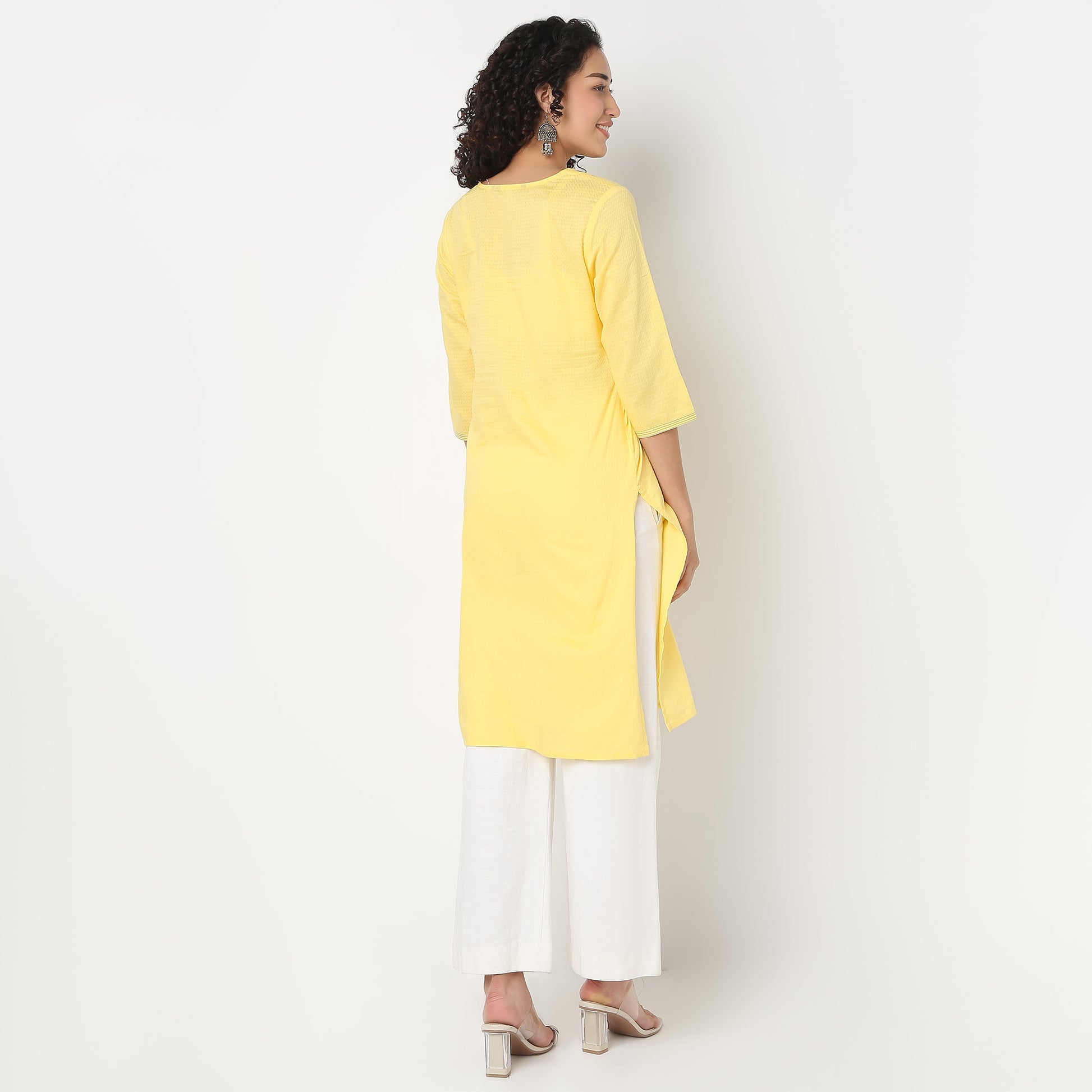 Embroidered Yoke Kurta-Dobby