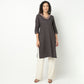 Straight Fit Embroidered Yoke Kurta