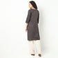 Straight Fit Embroidered Yoke Kurta