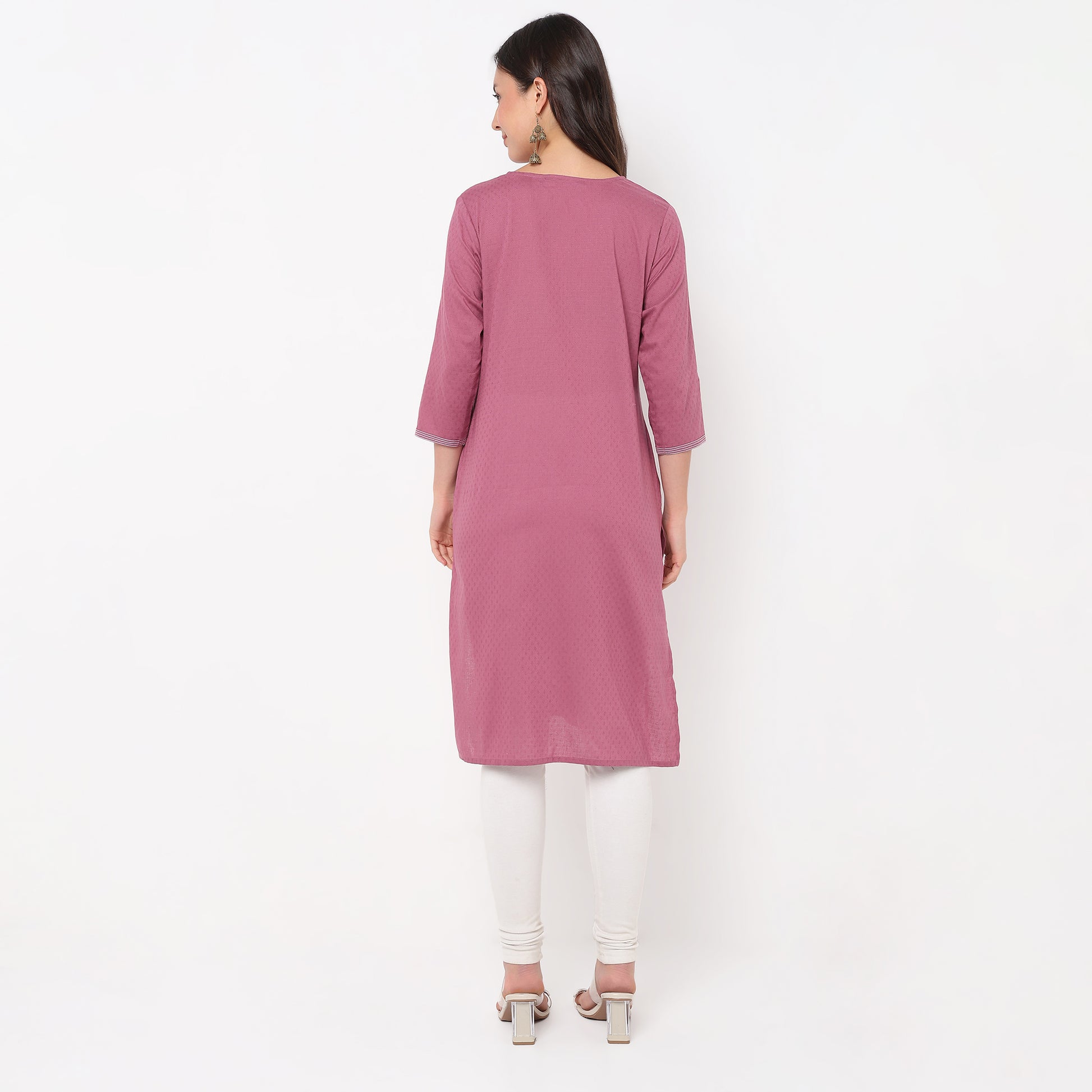Straight Fit Embroidered Yoke Kurta