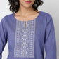 Round Neck Embroidered Yoke Straight Kurta