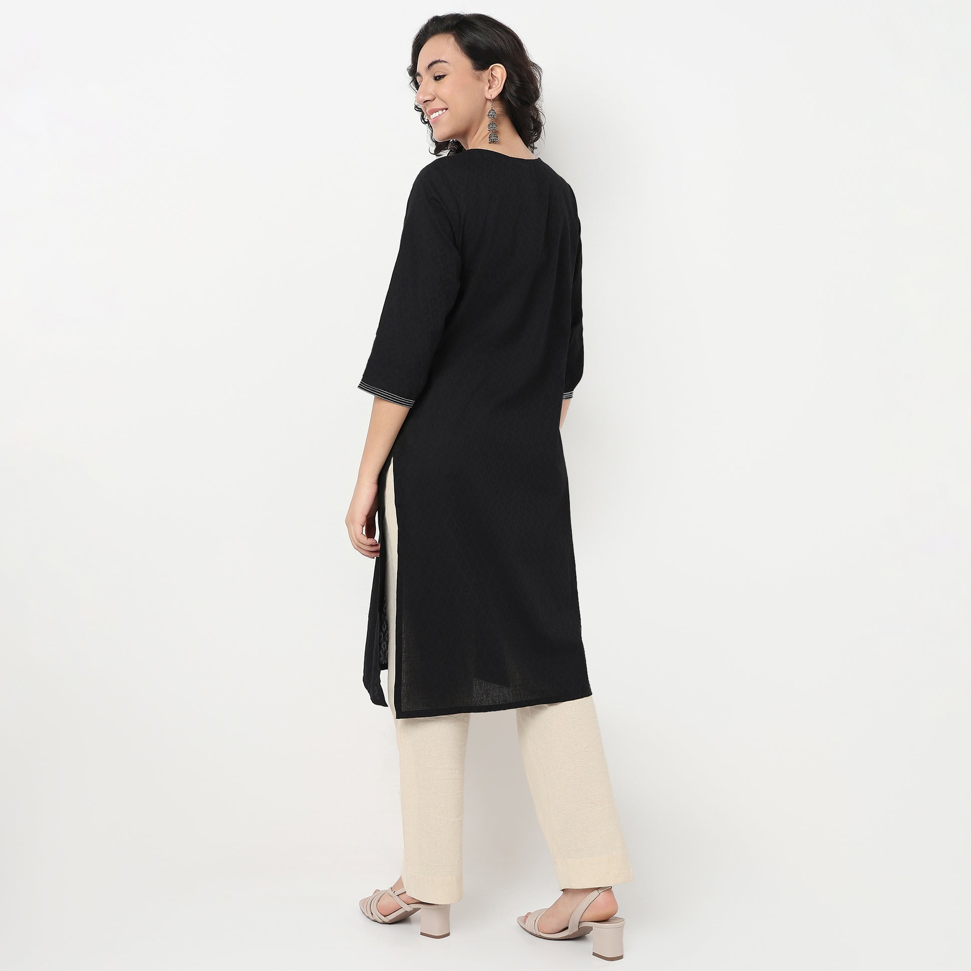 Order Now Women Embroidered Round Neck Straight Fit Ethnic Wear Kurta by Style Union