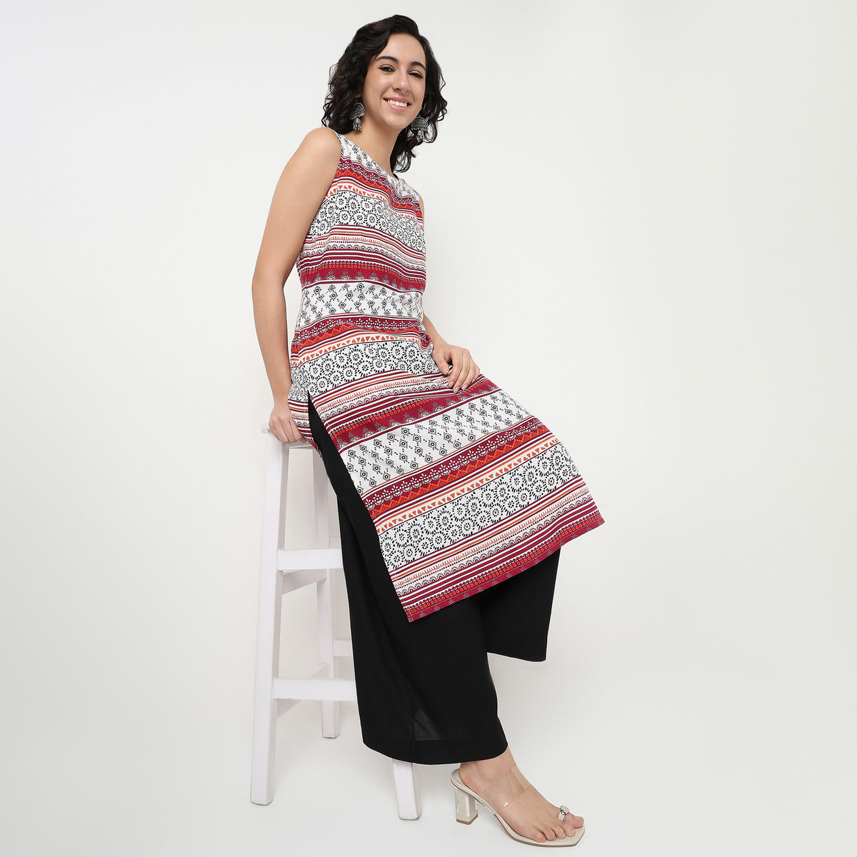 Order Now Women Printed Boat Neck Straight Fit Ethnic Wear Kurta by Style Union